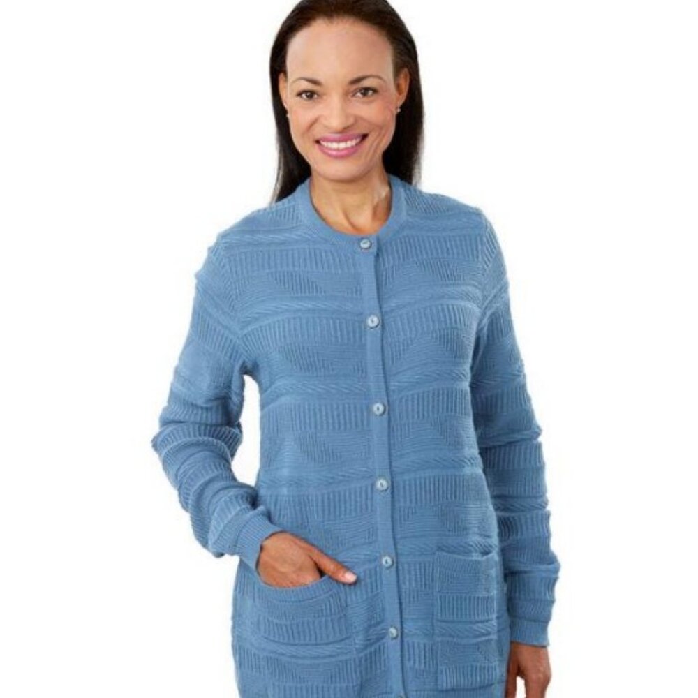 Silvert's blue button down knit cardigan sweater size XL
